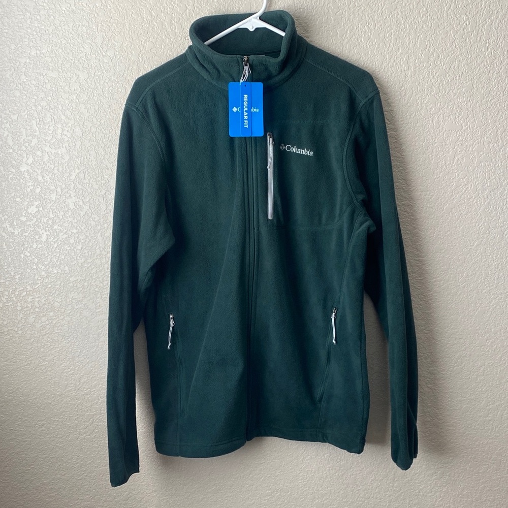 Columbia Men's Full-Zip Fleece Jacket Regular Fit Lightweight Warm  M/Green